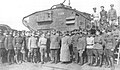 Don Army troops and Major General Vladimir Sidorin (center) with a Mark V tank in 1919