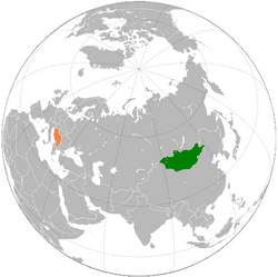Map indicating locations of Mongolian People's Republic and Yugoslavia