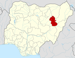 Location of Gombe State in Nigeria