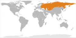 Map indicating locations of North Korea and Soviet Union
