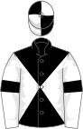 Black and white diabolo, white sleeves, black armlets, black and white quartered cap