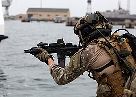 GROM operator conducting a port security exercise