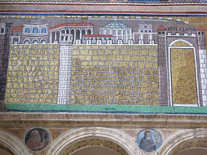 Byzantine mosaic meander in the Basilica of Sant'Apollinare Nuovo, Ravenna, Italy, unknown architect or craftsman, c.500, with later alterations from c.560[9]
