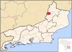Location of Miracema in the state of Rio de Janeiro