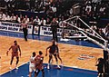 The New Jersey Nets' maple parquet floor at Meadowlands Arena, used from 1988 to 1997