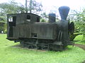 Ausgemusterte und als Denkmal aufgestellte Dampflokomotive des Maison de la Canne