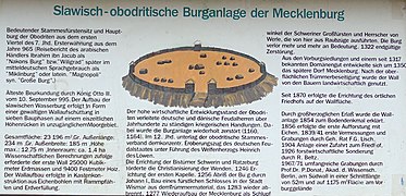 There is an information board at the foot of the mound of the former Mecklenburg Castle