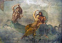 Poseidon and Amphitrite. Ancient Roman fresco (50-79 AD), Pompeii, Italy.