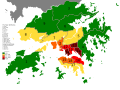 Map depicting the population density in Hong Kong.