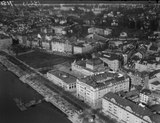 Bellevue, Utoquai, Sechseläutenplatz, damals noch Tonhallenplatz, Opernhaus, damals noch Stadttheater aus der Luftperspektive, 1933