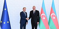 Tusk with Azerbaijani President Ilham Aliyev in Baku, July 2019