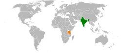 Map indicating locations of India and Tanzania