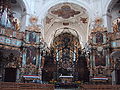 Interior of Muri Abbey, showing high altar painted by Spiegler