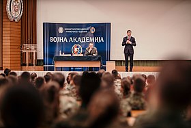 Lecture by Arnaud Gouillon at the Military Academy in front of officers and cadets of the Serbian Army on the occasion of marking the anniversary of the NATO bombing of FR Yugoslavia in 1999