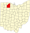 State map highlighting Wood County
