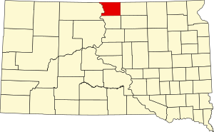 Map of South Dakota highlighting Campbell County