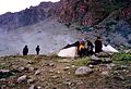 Nomad camp above Tsurphu Gompa, 1993. Smoke is from juniper burning for ceremony.