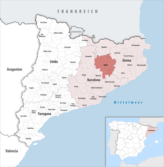 Die Lage der Comarca Osona in der Provinz Barcelona