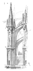 Flying buttress with pinnacle and a statue