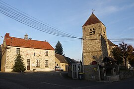 The town hall and church of Essises