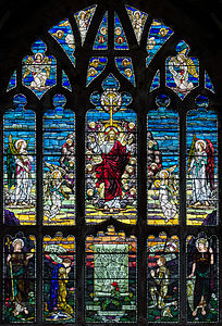 The stained glass window of St Matthew's Church by Robert Anning Bell in Paisley, Scotland