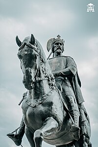 Horse statue of Saint Ladislaus in the Roman Catholic Diocese of Oradea, Romania (made by Árpád Deák in 2023)