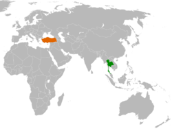 Map indicating locations of Thailand and Turkey