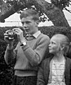 Young photographer using a Brownie 127