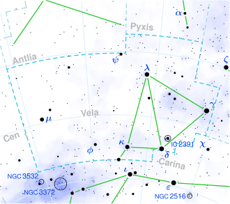 Luhman 16 is located in the constellation Vela.