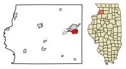 Location of Rock Falls in Whiteside County, Illinois.