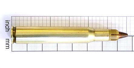 .30-06 cartridge with expanding cup sabot projectile.