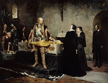 Duke Charles IX of Sweden insulting the corpse of his enemy, Klaus Fleming (1878)