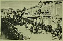 Britische Truppen marschieren durch Jaffastraße