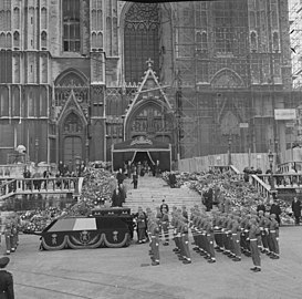 Funeral of Queen Elisabeth at the (by then) cathedral, 30 November 1965