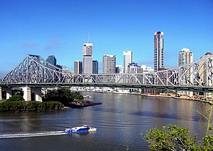 The Brisbane skyline, spanned by the Story Bridge.