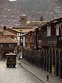 Balconies and arcades at the main square in Cusco