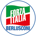 Wahlkampflogo der Forza Italia mit dem Namen Berlusconis