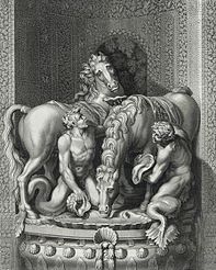 Apollo's horses groomed by two Tritons by Gilles Guérin, ca. 1670