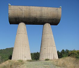 Miners' monument by Bogdan Bogdanović in Kosovska Mitrovica, 1973
