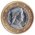The national side of the 1 Euro coin issued by Latvia