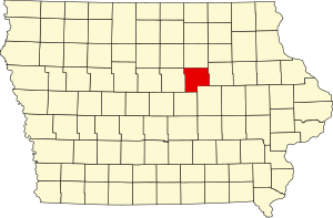 Map of Iowa highlighting Grundy County