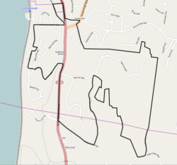 Street map showing district boundaries