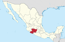 Map of Mexico with Michoacán highlighted