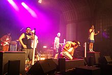 The Midnight Beast live at the Brighton Corn Exchange (2013) (L-R) Dru Wakely, Stefan Abingdon, Ash Horne