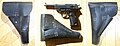 Mauser-made Walther P38 coded "byf 43" with mixed material leather and Presstoff holster made by Lederwarenfabrik Moll, coded cxb 4 (for 1944)