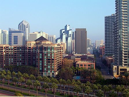 Downtown San Diego, California. San Diego County is the fifth-most populous county in the United States