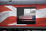 The remains of President Bush were transported by a specially painted Union Pacific funeral train from Spring, Texas to College Station, Texas on December 6, 2018.