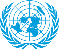Emblem of the United Nations, with stylized olive branches