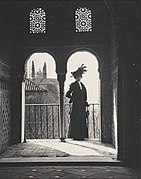 Woman in black in Mosque Archway, 1900s