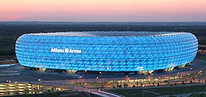 Allianz Arena illuminated blue
